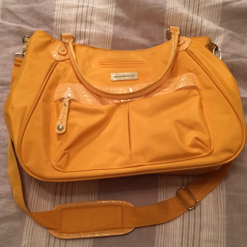 Large yellow tote. Great for travel or commuting.